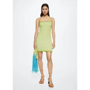 MANGO Summer Dress 'Coyote' in Mottled Green, MEDIUM (6)