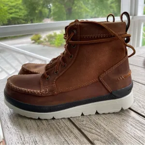 Manitobah Mukluks Waterproof Mesa Moc Toe Brown Leather Boots Men’s Size 10.5
