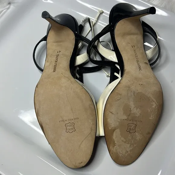 Manolo Blahnik Black and White Women's Heels