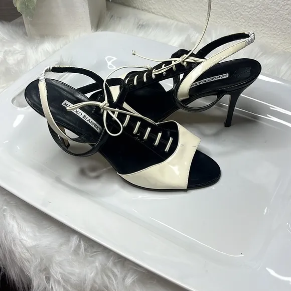 Manolo Blahnik Black and White Women's Heels