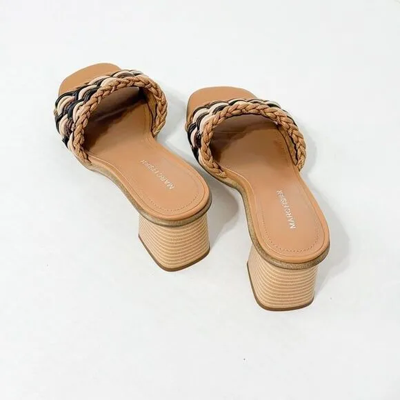 Marc Fisher NWOB Sz 8 Black/Brown Alane Block Heel Sandal