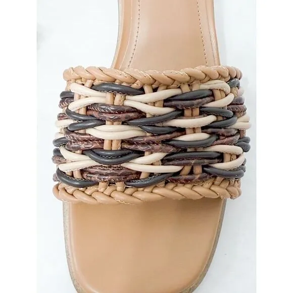 Marc Fisher NWOB Sz 8 Black/Brown Alane Block Heel Sandal
