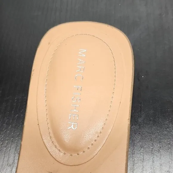 MARC FISHER SQUARE TOE SLIDES CRISS CROSS RIBBON THICK LEATHER BOTTOMS W.SIZE 10