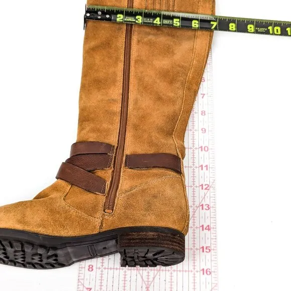 Marc Fisher Women Norenee 90s Retro Vintage Buckle Riding Moto Knee Boots sz 6