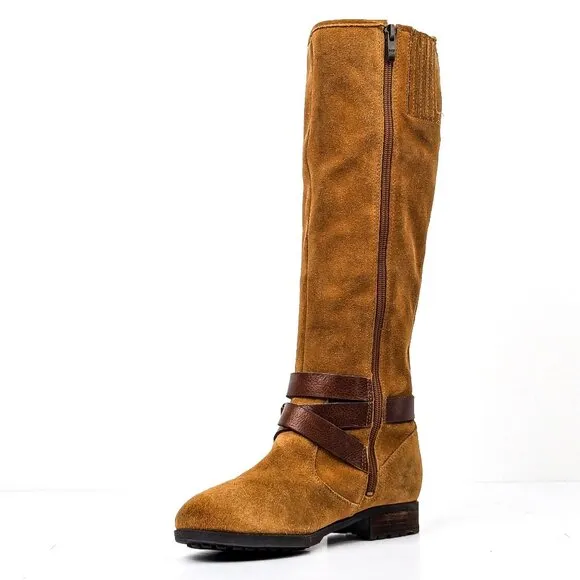 Marc Fisher Women Norenee 90s Retro Vintage Buckle Riding Moto Knee Boots sz 6
