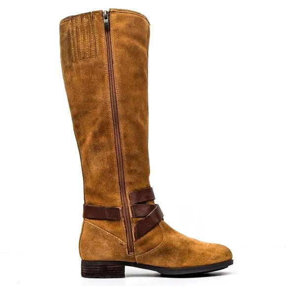 Marc Fisher Women Norenee 90s Retro Vintage Buckle Riding Moto Knee Boots sz 6