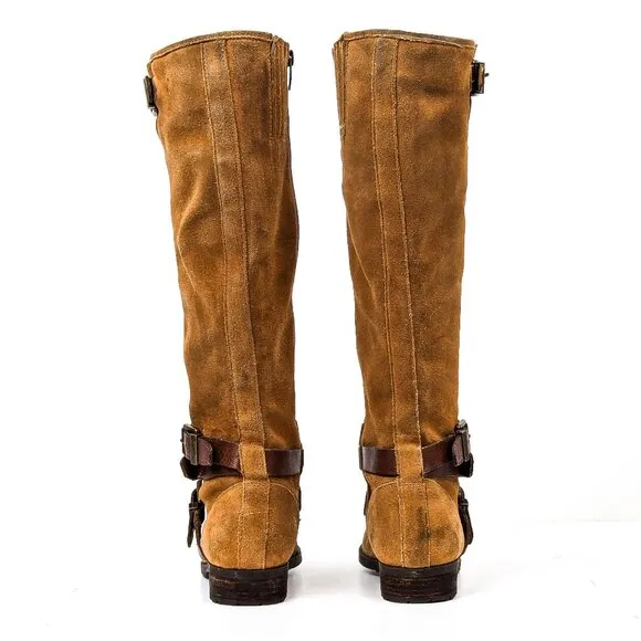Marc Fisher Women Norenee 90s Retro Vintage Buckle Riding Moto Knee Boots sz 6