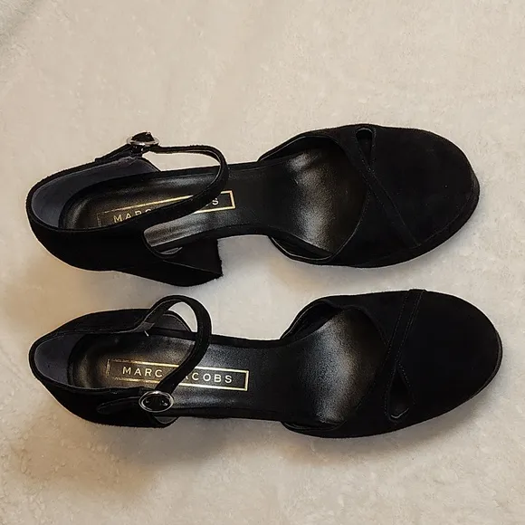 Marc Jacobs  Chunky  Platform Heels  Black Suede Size 8.5