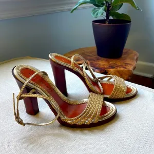 Marc Jacobs Gold Woven Heels