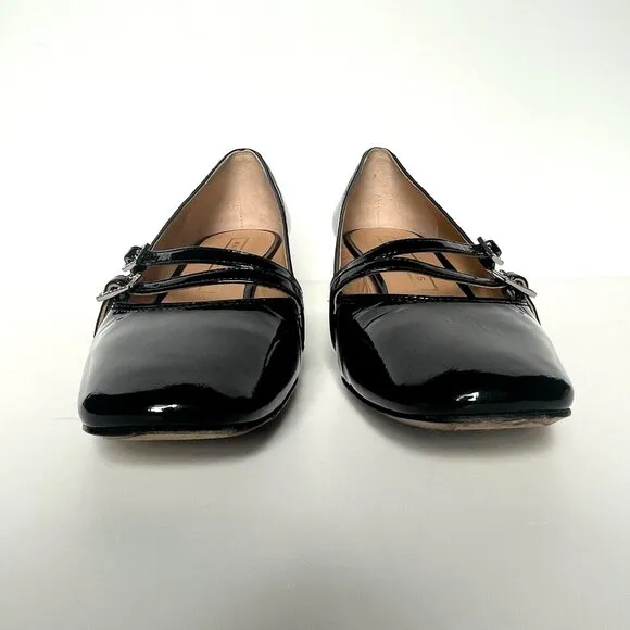Marc Jacobs Patent Leather Mary Jane Pump Shoes Rhinestone Black Size 37.5 / 7.5