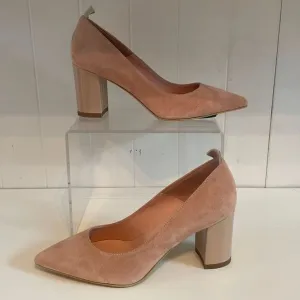 Marccain Blush Suede With Patent Block Heel Shoes
