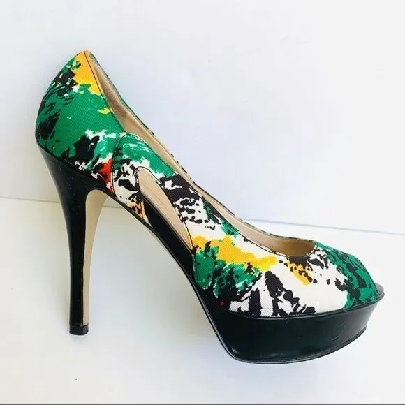🎃MARC FISHER SPLATTER PLATFORM PEEP TOE HEELS