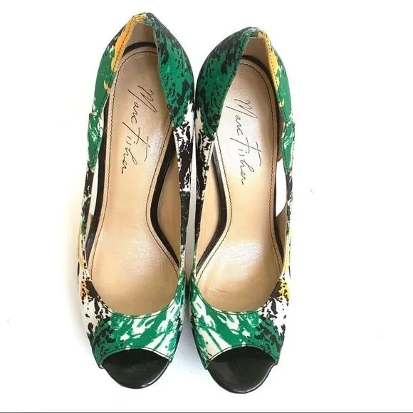 🎃MARC FISHER SPLATTER PLATFORM PEEP TOE HEELS