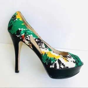 🎃MARC FISHER SPLATTER PLATFORM PEEP TOE HEELS