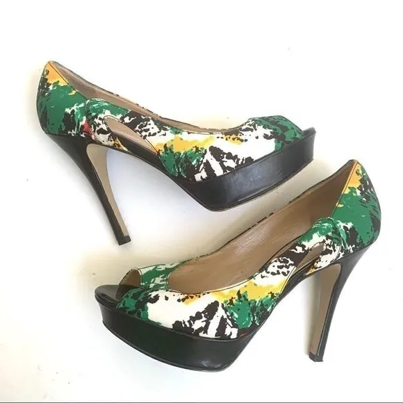 🎃MARC FISHER SPLATTER PLATFORM PEEP TOE HEELS