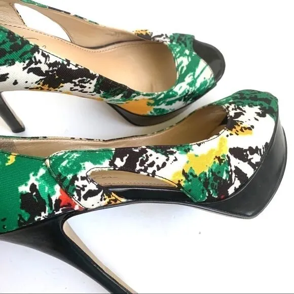 🎃MARC FISHER SPLATTER PLATFORM PEEP TOE HEELS