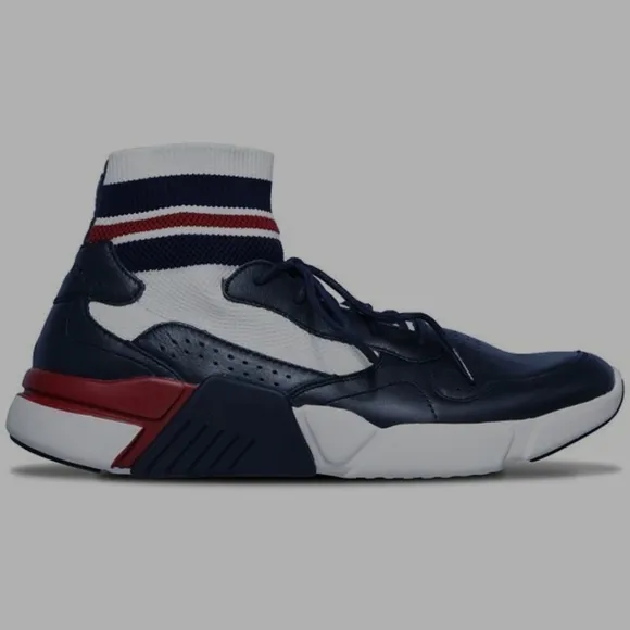 Mark Nason Block Varsity High Top Leather Sneakers Stretchy Upper NEW