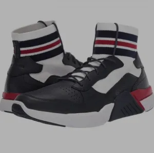 Mark Nason Block Varsity High Top Leather Sneakers Stretchy Upper NEW