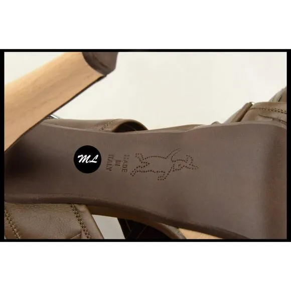 MARNI PLATFORM SHOES BROWN LEATHER SLINGBACK CRISSCROSS VAMP IT 40 US 10