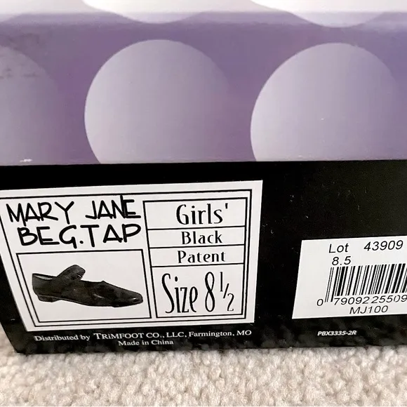 Mary Jane Beginner Patent Leather Tap Shoes for Toddlers - Size 8.5 Toddler