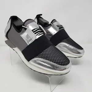 Material Girl Sneakers Womens 9.5 Grey Mannya Fabric Low Top Lace Up Gym Shoes
