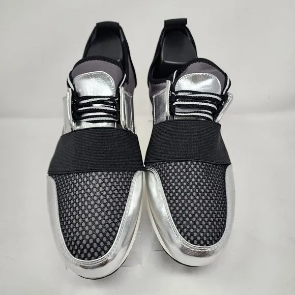 Material Girl Sneakers Womens 9.5 Grey Mannya Fabric Low Top Lace Up Gym Shoes