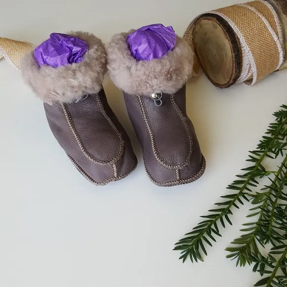Melita Kid's Leather Sheepskin Slippers / Booties