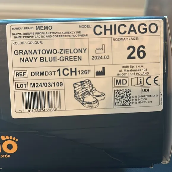 Memo Chicago Corrective Orthopedic High-Top AFO Leather Sneaker size 9.5…