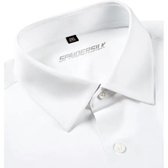 Men All White Long Sleeve Slim Muscle Fit Wrinkle Free Button Down Dress Shirts