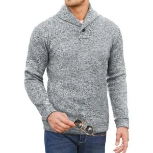 Men Dress Shawl Collar Pullover Sweatshirt Fashion Slim Fit Knit Sweater