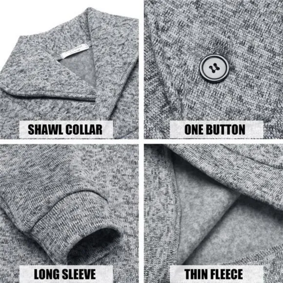 Men Dress Shawl Collar Pullover Sweatshirt Fashion Slim Fit Knit Sweater
