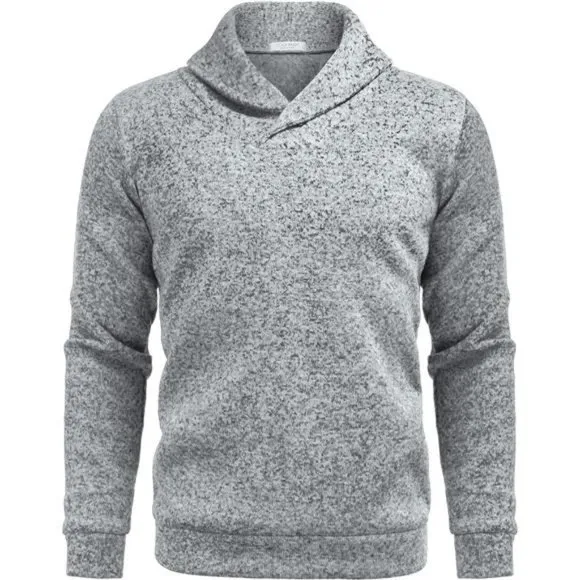 Men Dress Shawl Collar Pullover Sweatshirt Fashion Slim Fit Knit Sweater