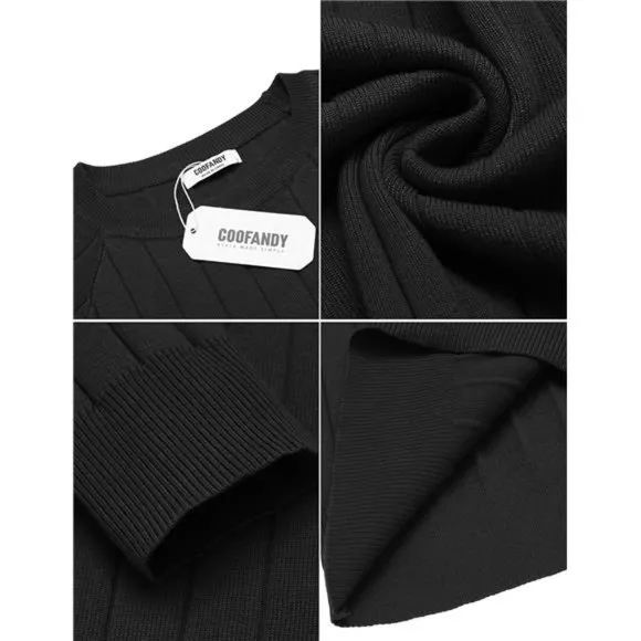Men Dress Sweater Long Sleeve Crew Neck Sweater Slim Fit Business