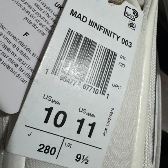 Mens Adidas Mad IIInfinity 003 Basketball Shoes / White Grey / IH2811 / Size 10