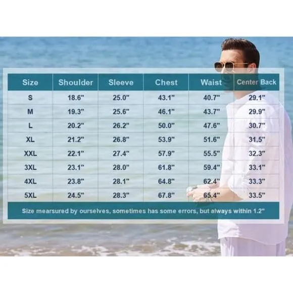 Men's Army Green Cotton Linen Henley Shirt Long Sleeve Casual Beach T Shirts