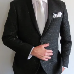 Men's Black and Metallic Quilted Formal Jacket, 40S
