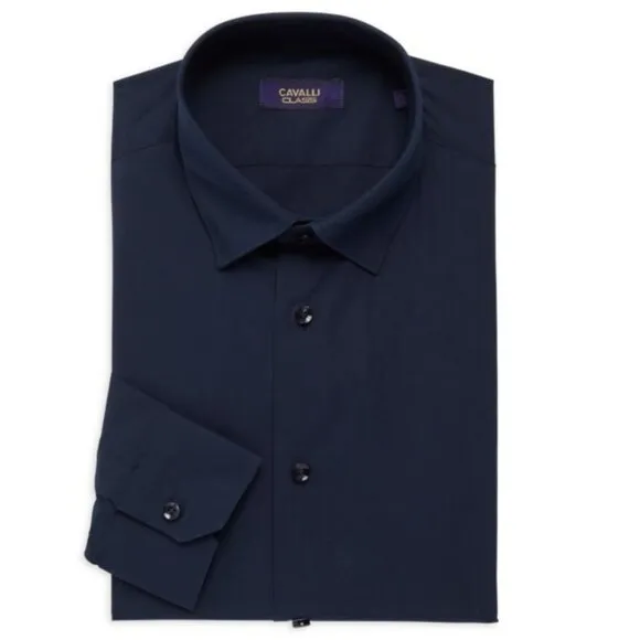 Men's Cavalli Class by Roberto Cavalli Slim Fit Solid Dress Shirt
