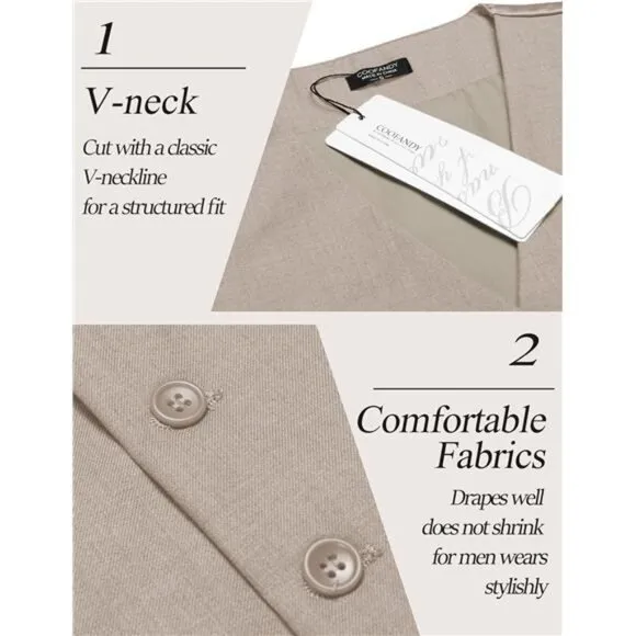 Men's Dress Suit Vest Slim Fit beige