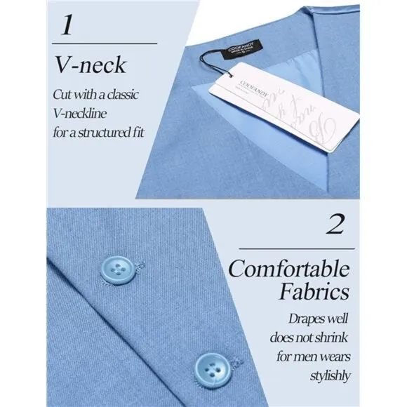 Men's Dress Suit Vest Slim Fit Blue