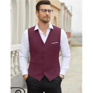 Men's Dress Suit Vest Slim Fit Burgundy