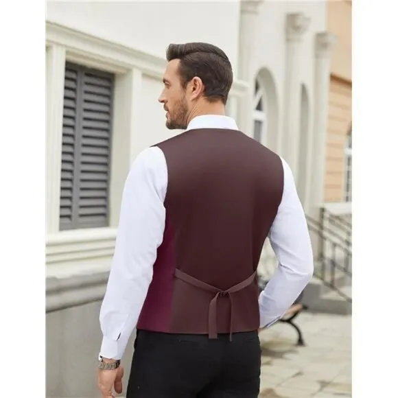 Men's Dress Suit Vest Slim Fit Burgundy