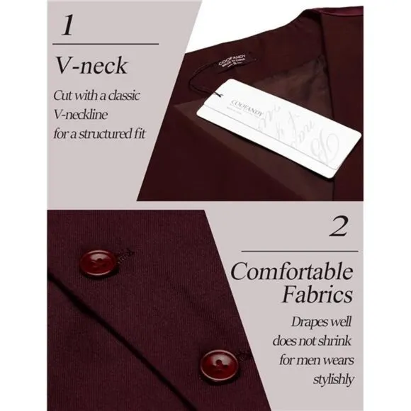 Men's Dress Suit Vest Slim Fit Burgundy