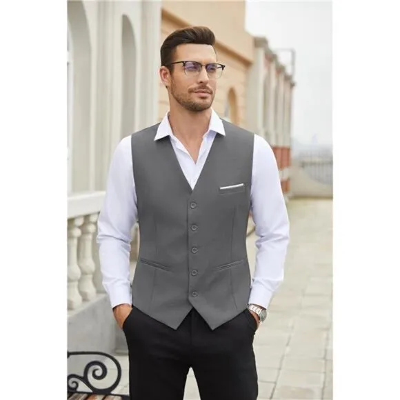Men's Dress Suit Vest Slim Fit Grey