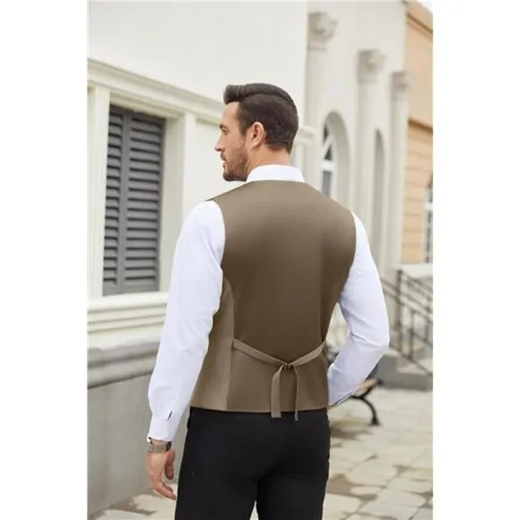 Men's Dress Suit Vest Slim Fit Khaki