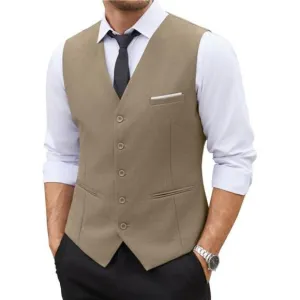 Men's Dress Suit Vest Slim Fit Khaki