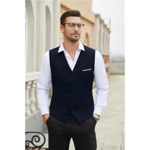 Men's Dress Suit Vest Slim Fit Navy Blue