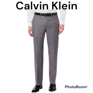 Mens Gray Slim Fit Dress Pants By Calvin Klein