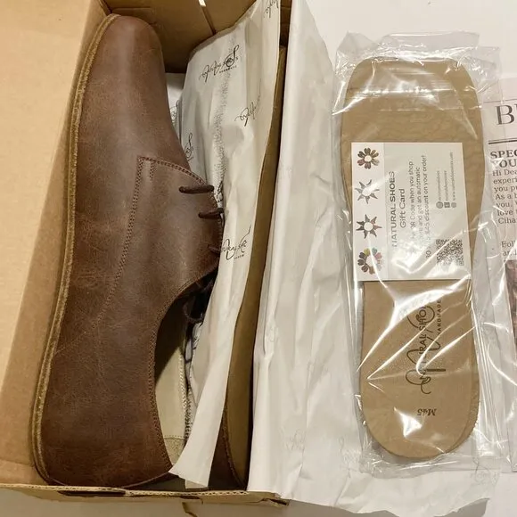 Men's Handmade Barefoot Brown Oxford Nubuck Leather Shoes - Size 12 - New in Box