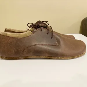 Men's Handmade Barefoot Brown Oxford Nubuck Leather Shoes - Size 12 - New in Box