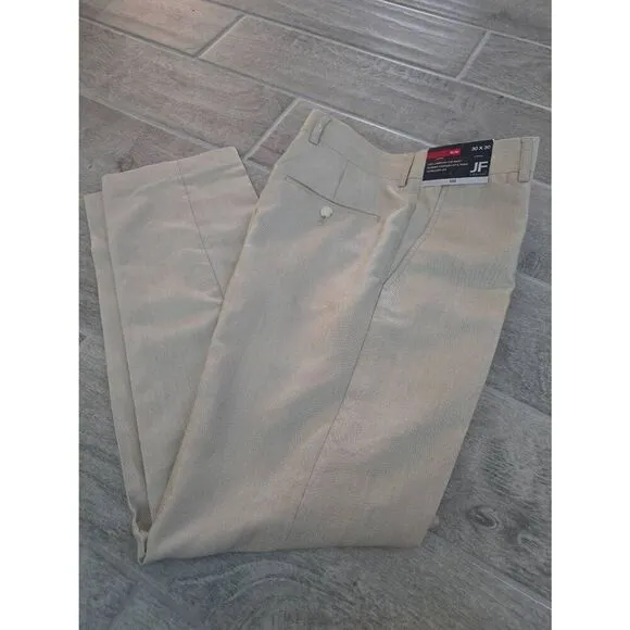 Men's JF J. Ferrar Flat Front Dress Pants Slacks Khaki Tan Color Size 30x30